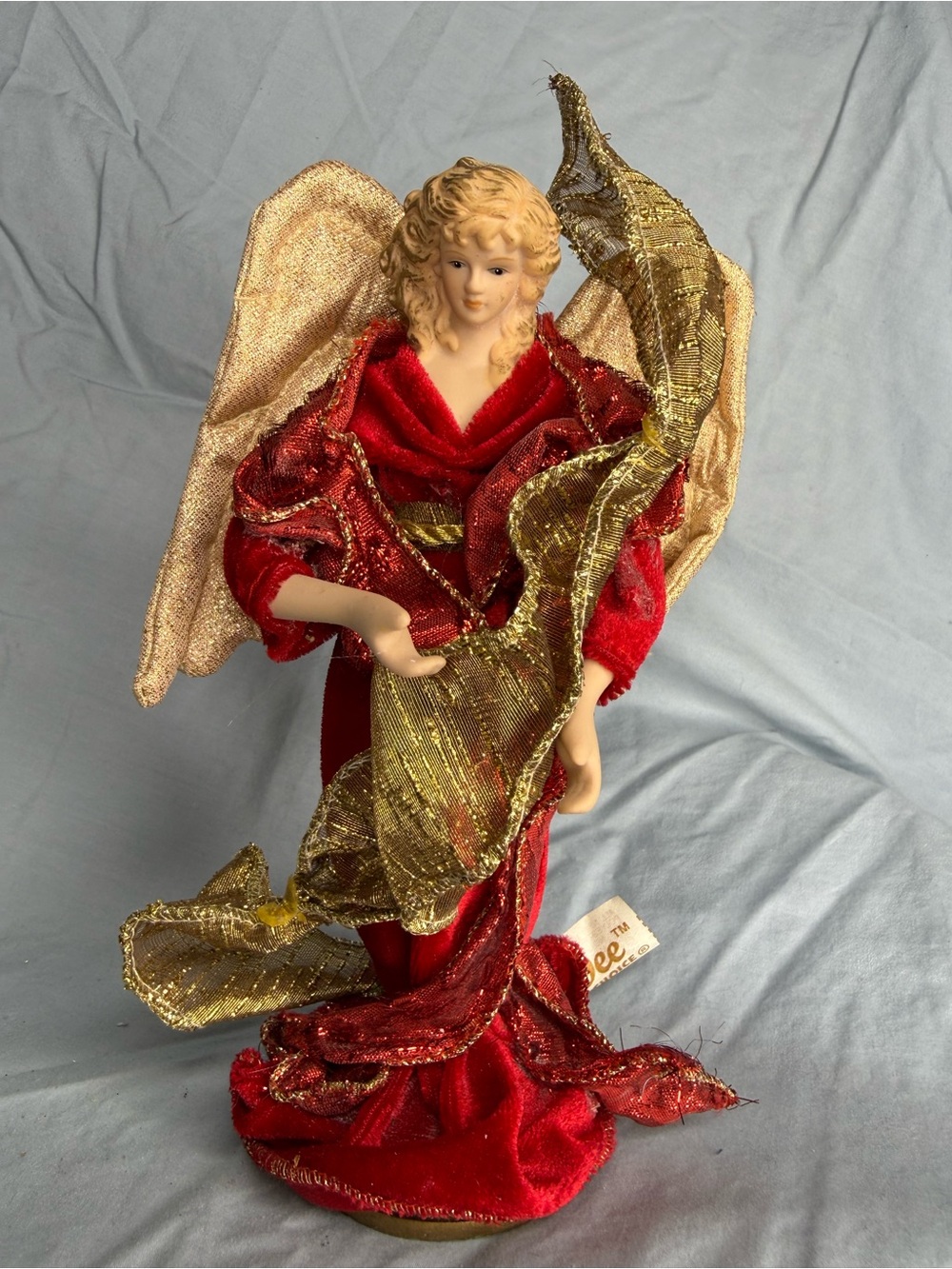 🔥2 for $10🔥Dan Dee Collectors Choice Red and Gold Velvet Angel Vintage Christmas